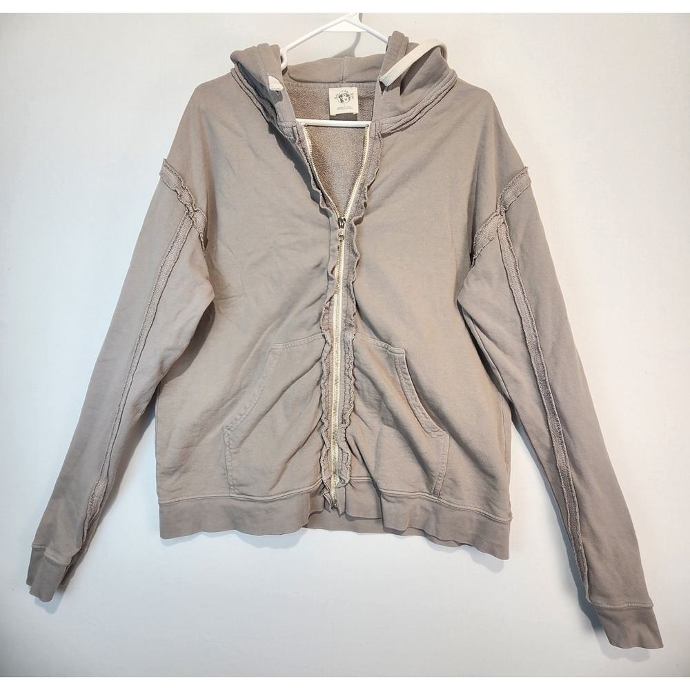 We The Free Women's Casual Full Zip Comfy Hoodie Tan Size L